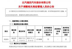 福田汽車高層大變！鞏海東離任 新聘兩位副總