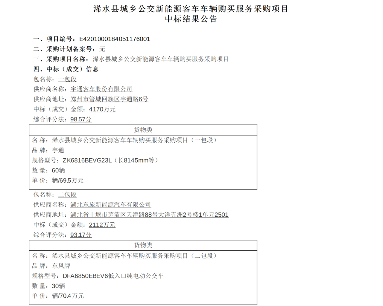 90輛新能源客車采購項(xiàng)目！宇通又中標(biāo)了